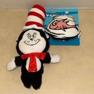 The Cat In The Hat Set Of 2 Dog Toy With Clinker & Squeaker 13” & 5.5”